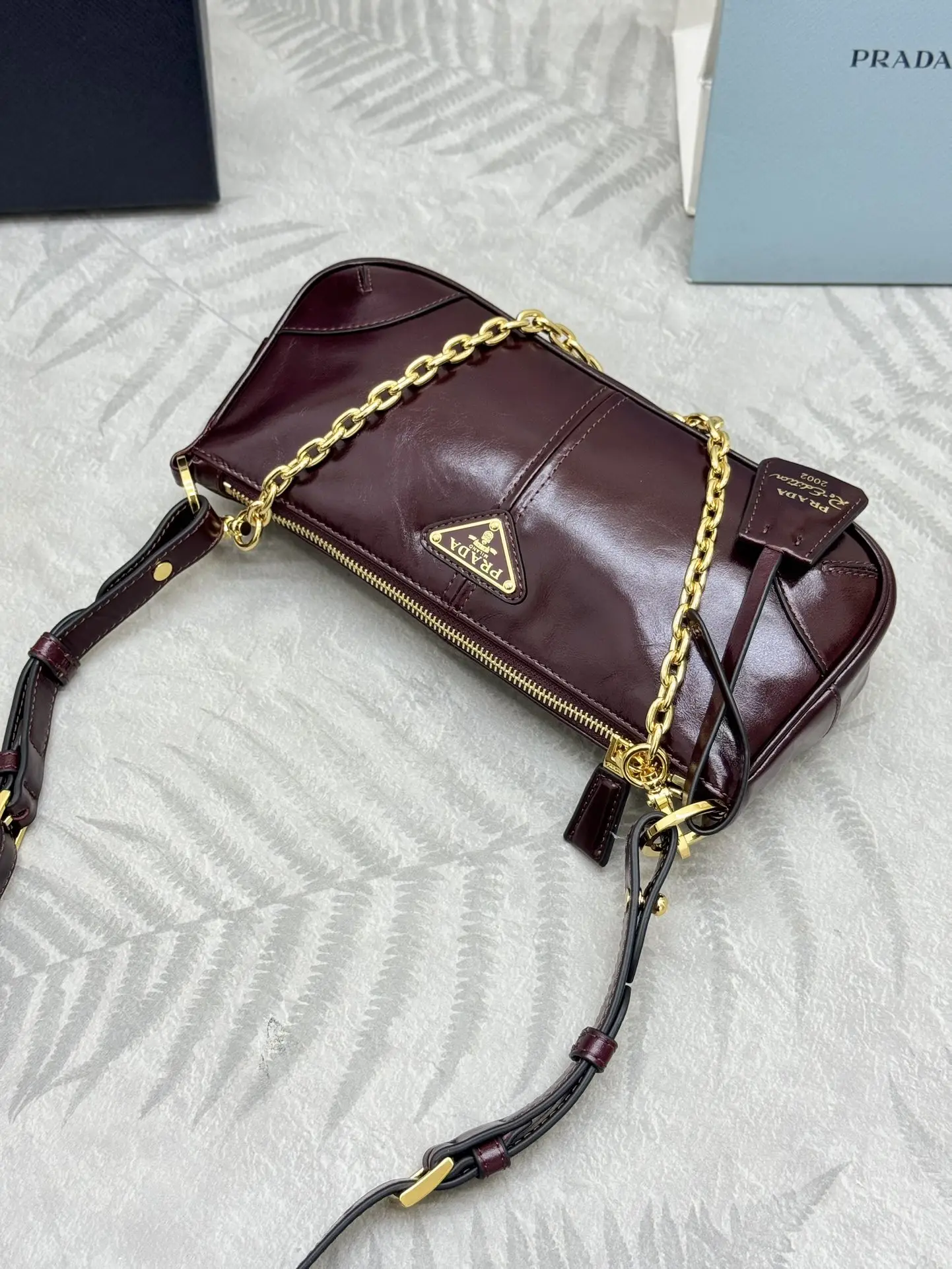 Prada 1BC221 Patent Leather Chain Shoulder Bag D89011324 — view 5