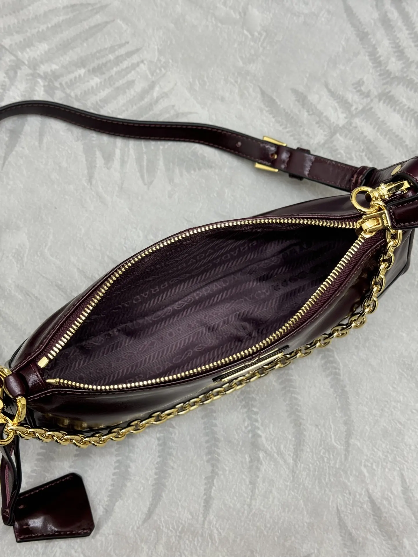Prada 1BC221 Patent Leather Chain Shoulder Bag D89011324 — view 8