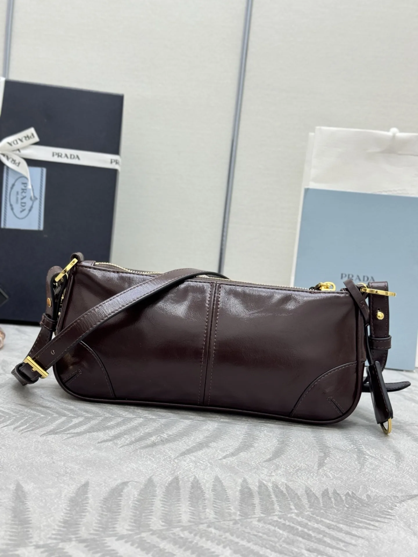 Prada 1BC221 Oiled Leather Shoulder Bag D89011325 — view 2