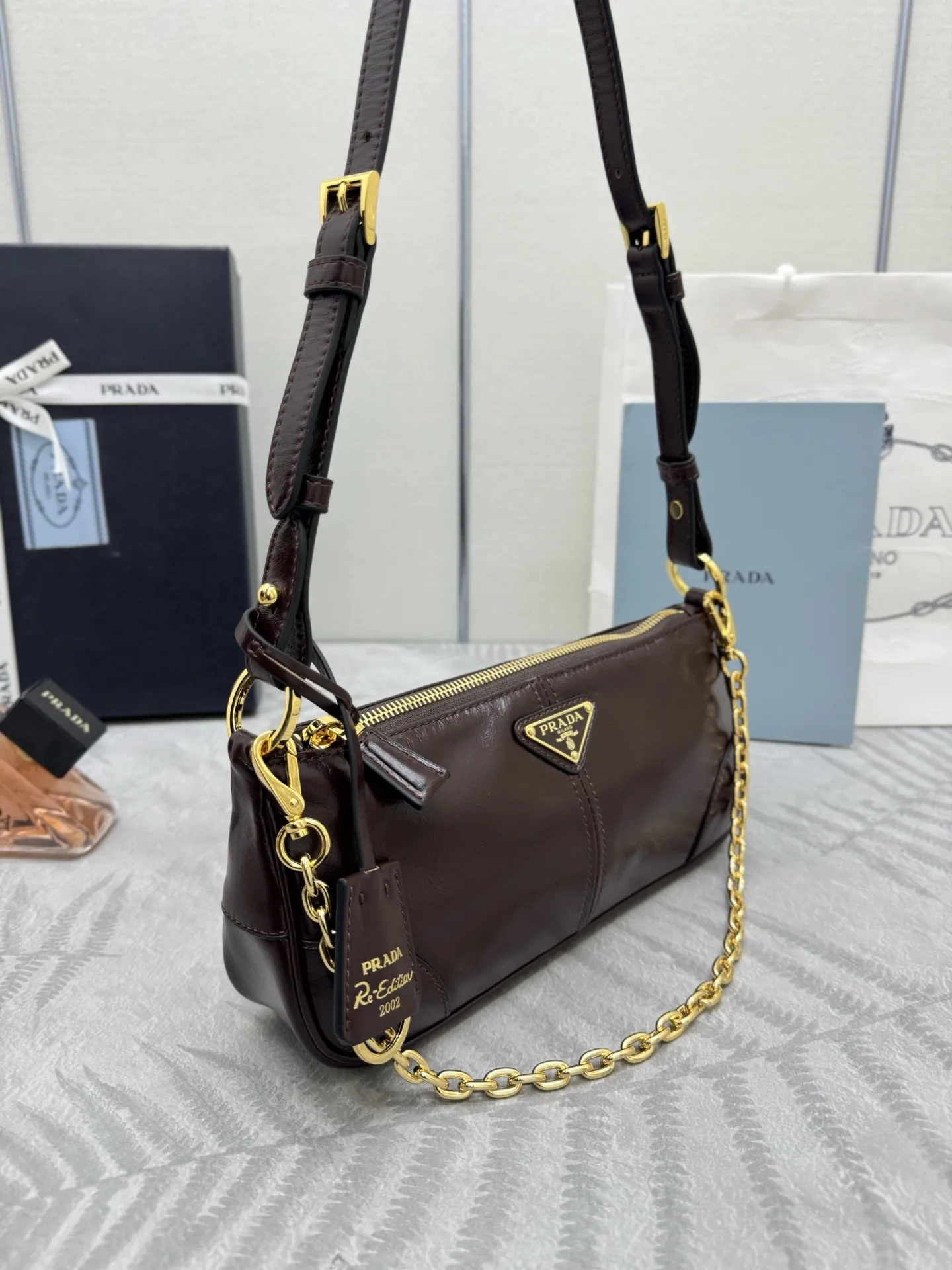 Prada 1BC221 Oiled Leather Shoulder Bag D89011325 — view 6
