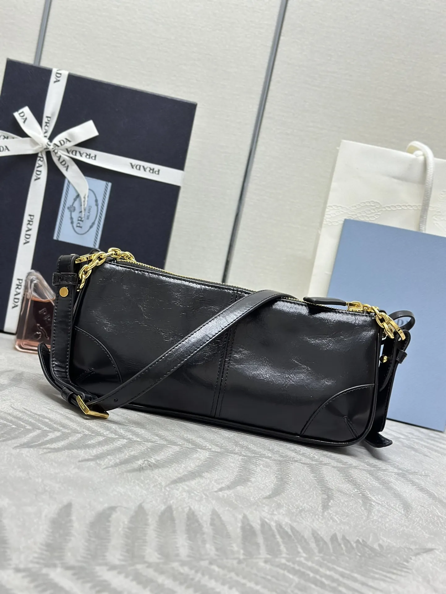 Prada 1BC221 Oiled Leather Shoulder Bag D89011326 — view 2