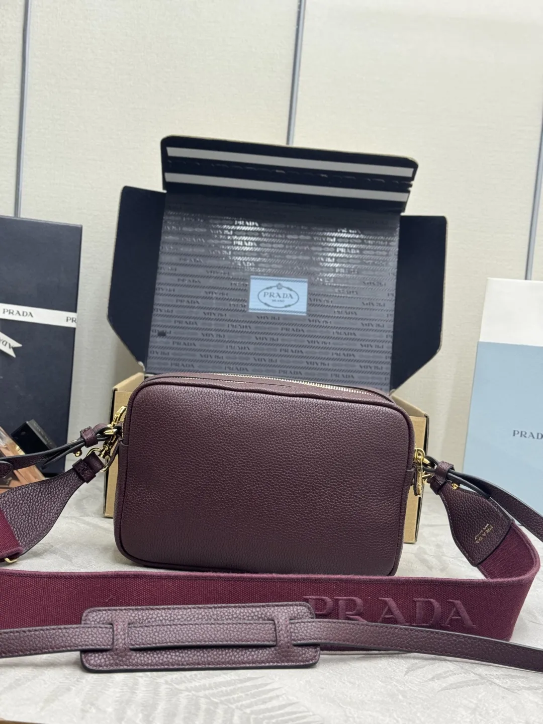 Prada 1BH082 Grained Leather Crossbody Bag D101011333 — view 2