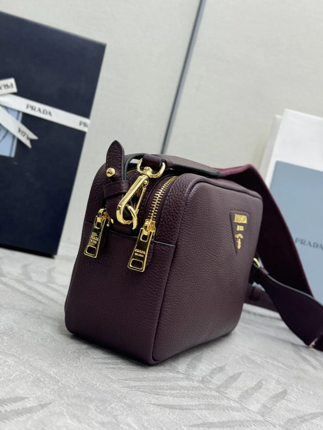 Prada 1BH082 Grained Leather Crossbody Bag D101011333 — view 4