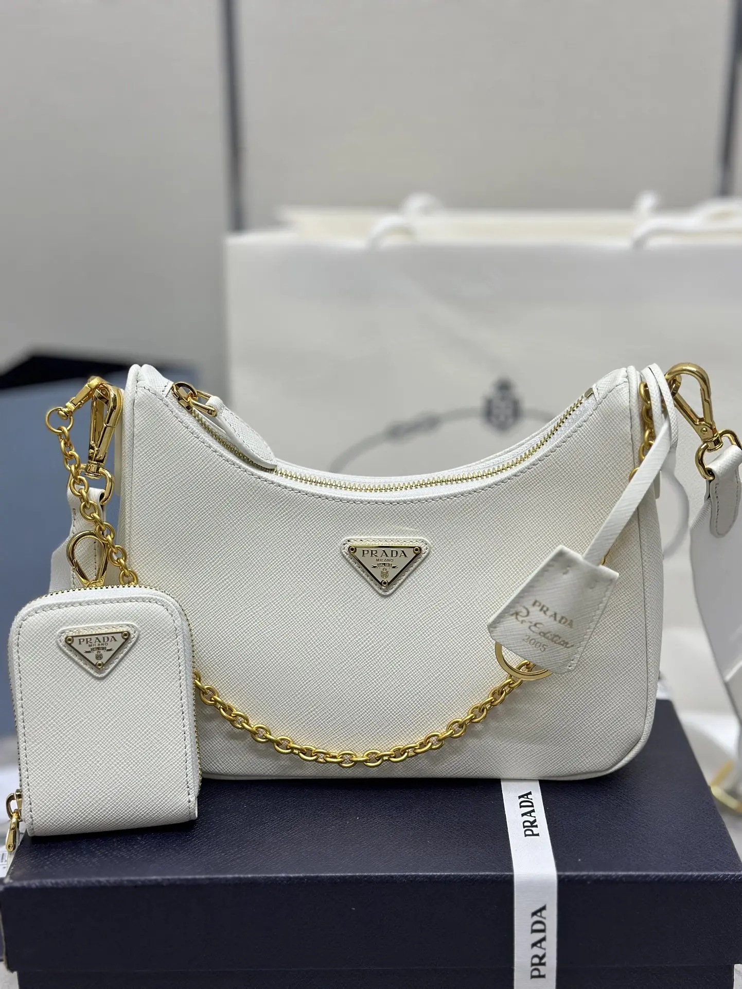 Prada Re-Edition 2005 Saffiano Leather Hobo Bag D89011337