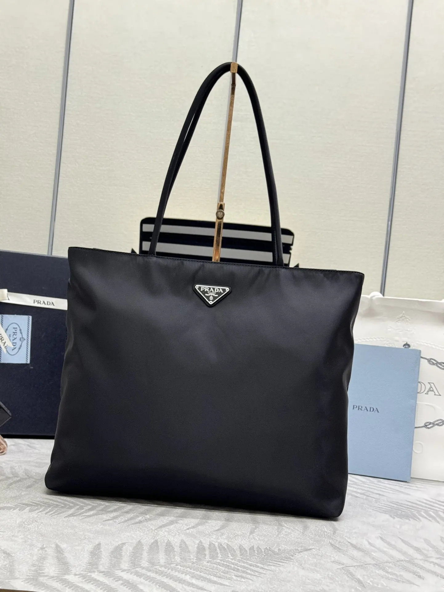Nylon Triangle Logo Large Tote Bag D61011339