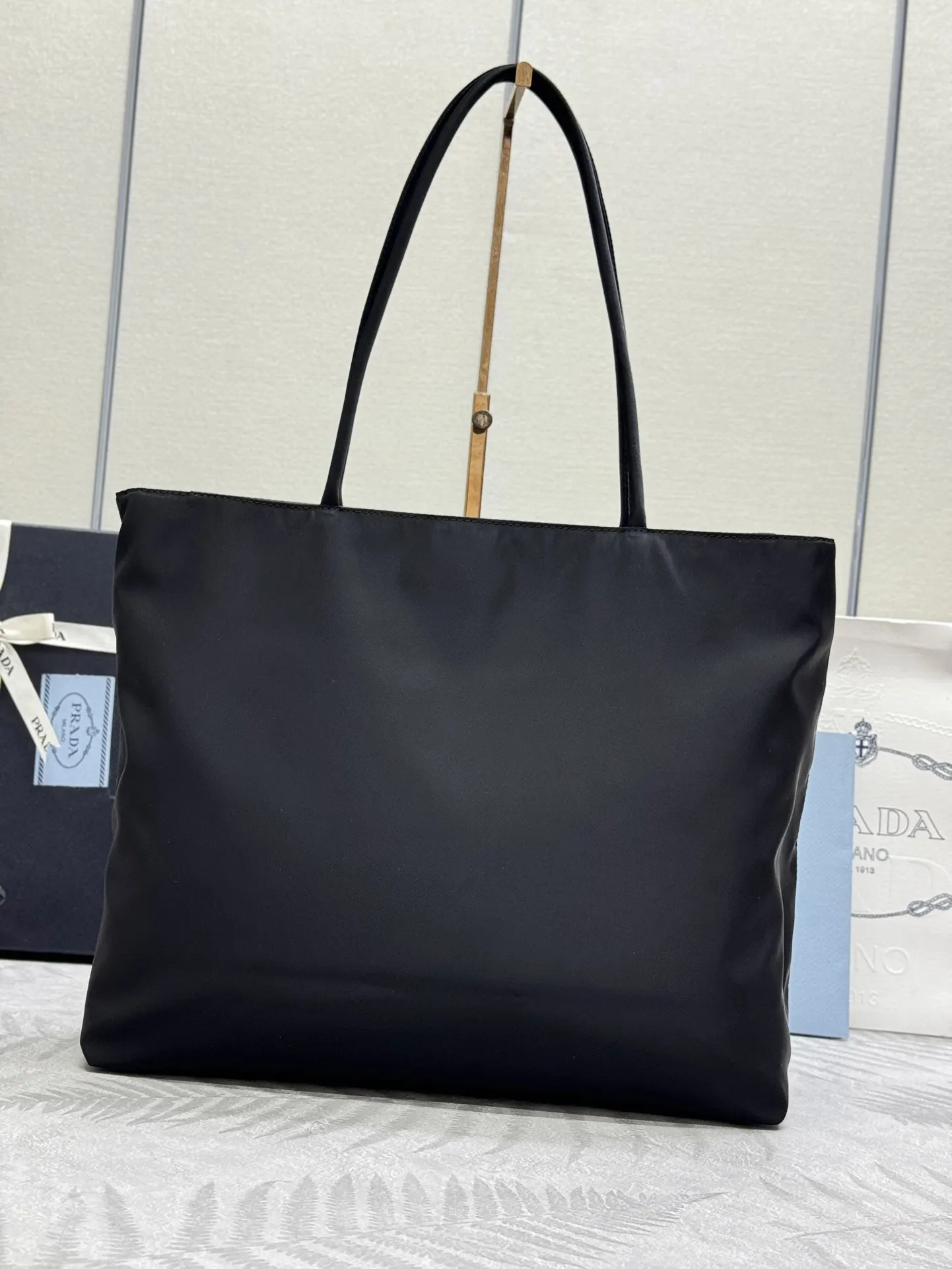 Nylon Triangle Logo Large Tote Bag D61011339 — view 2