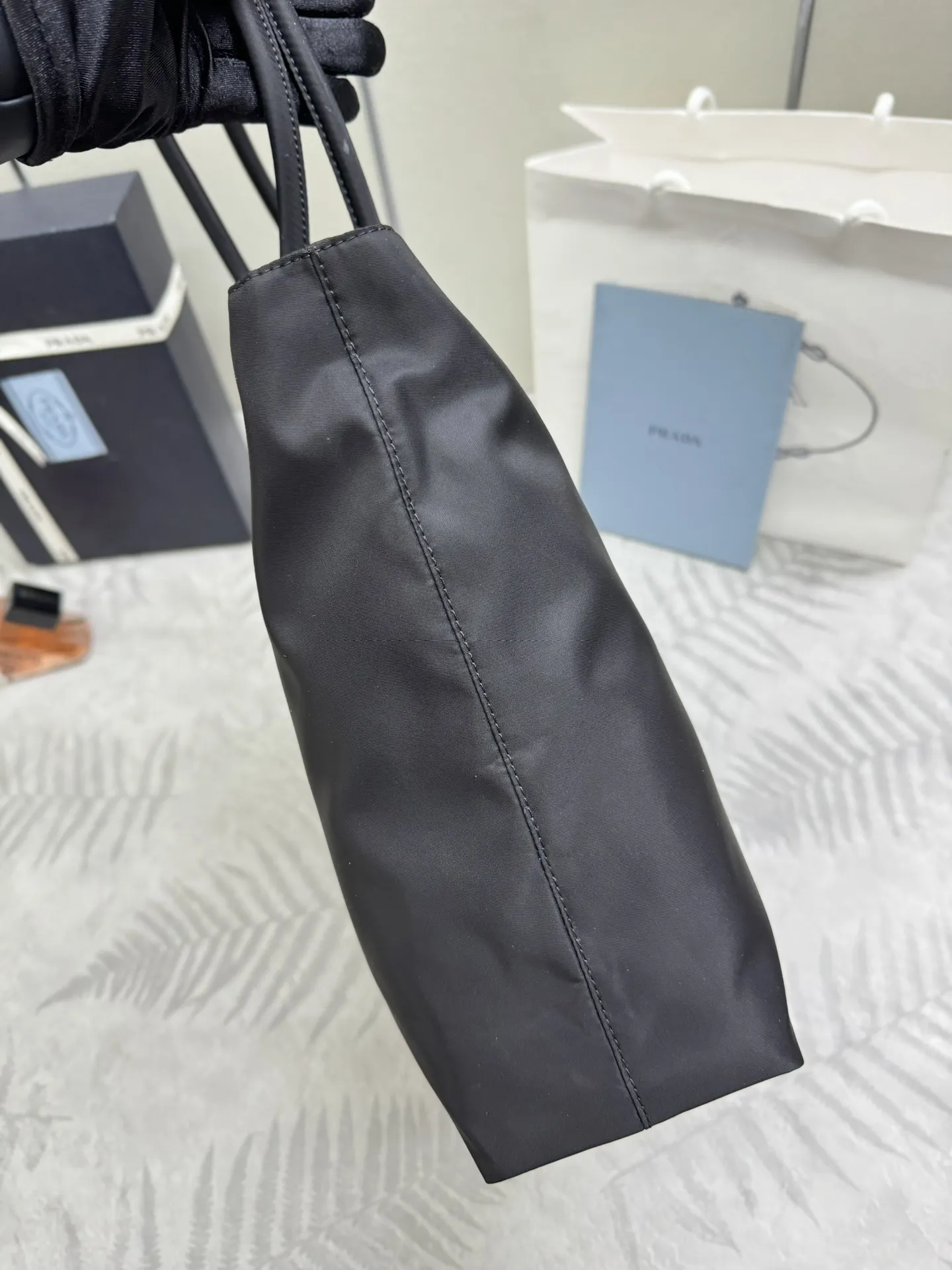 Nylon Triangle Logo Large Tote Bag D61011339 — view 6
