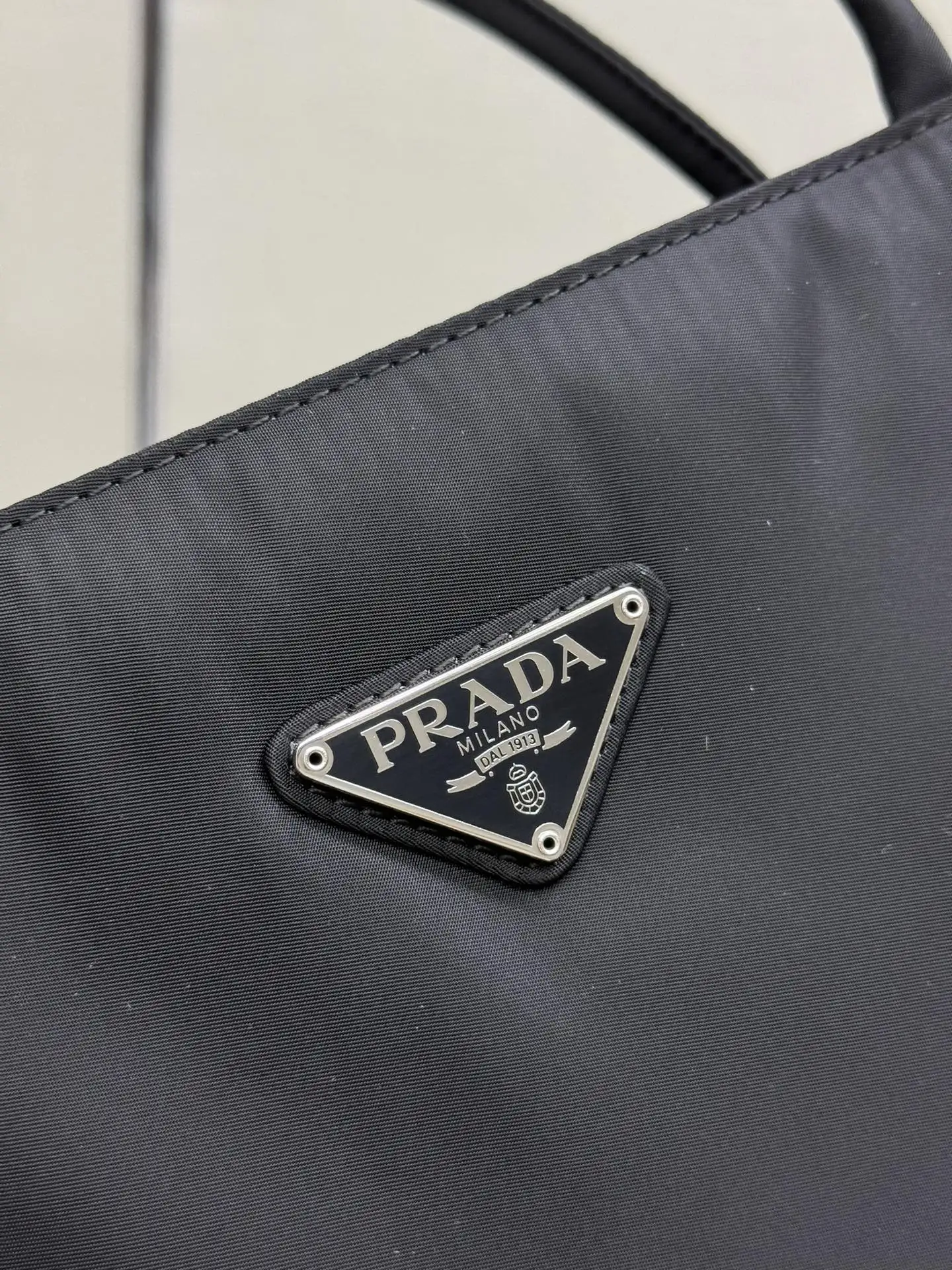 Nylon Triangle Logo Large Tote Bag D61011339 — view 7