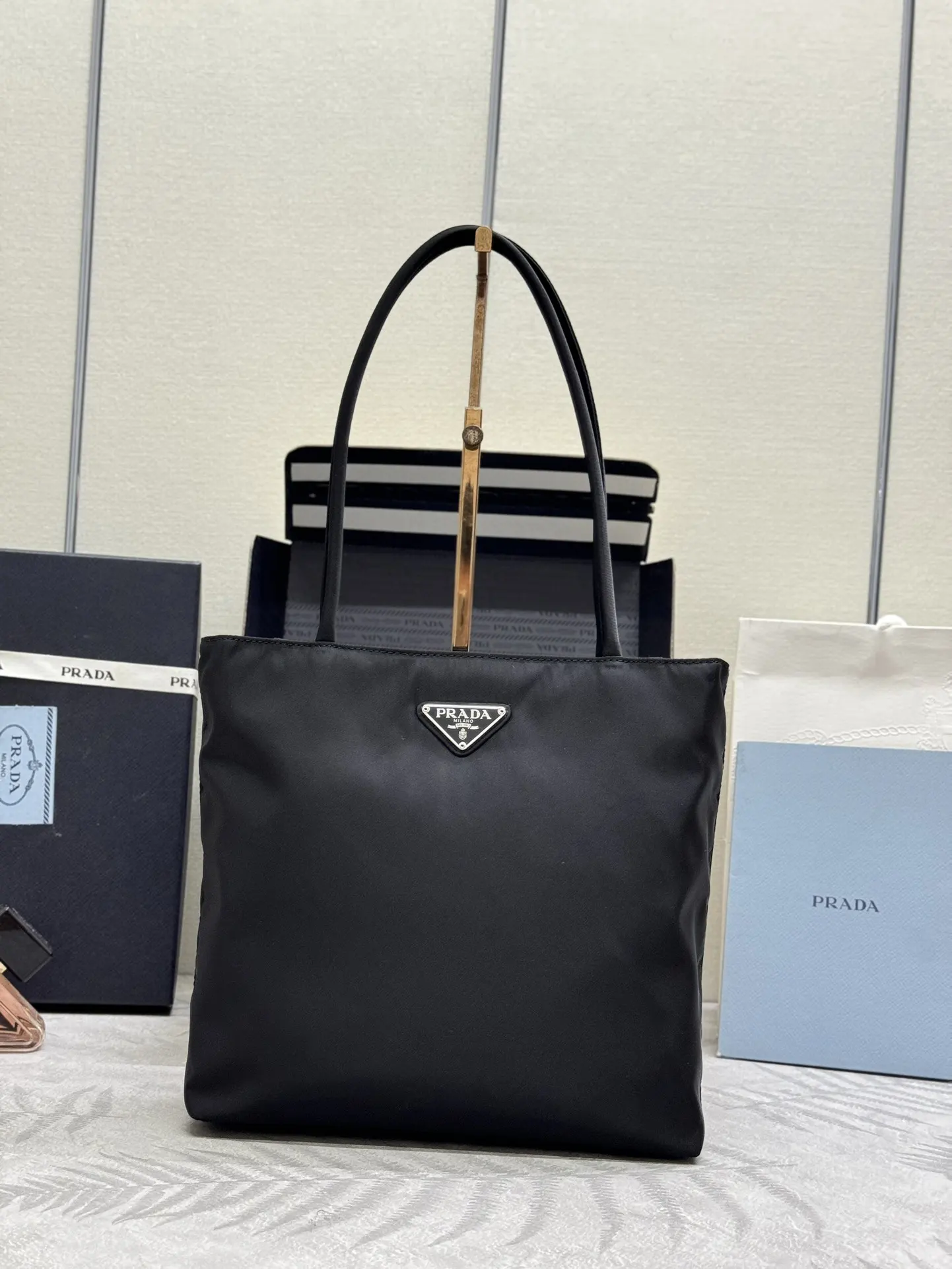 Small Nylon Triangle Logo Tote Bag D51011340