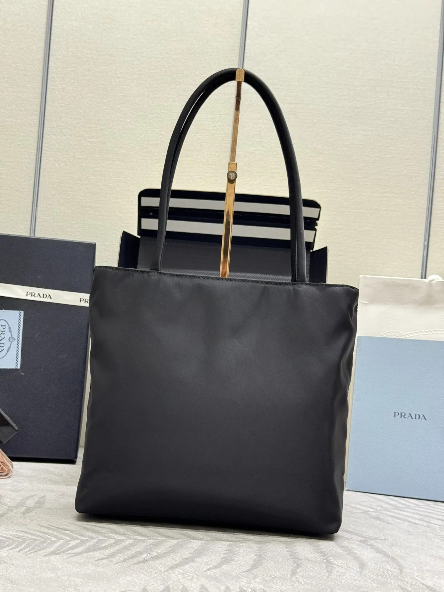 Small Nylon Triangle Logo Tote Bag D51011340 — view 2