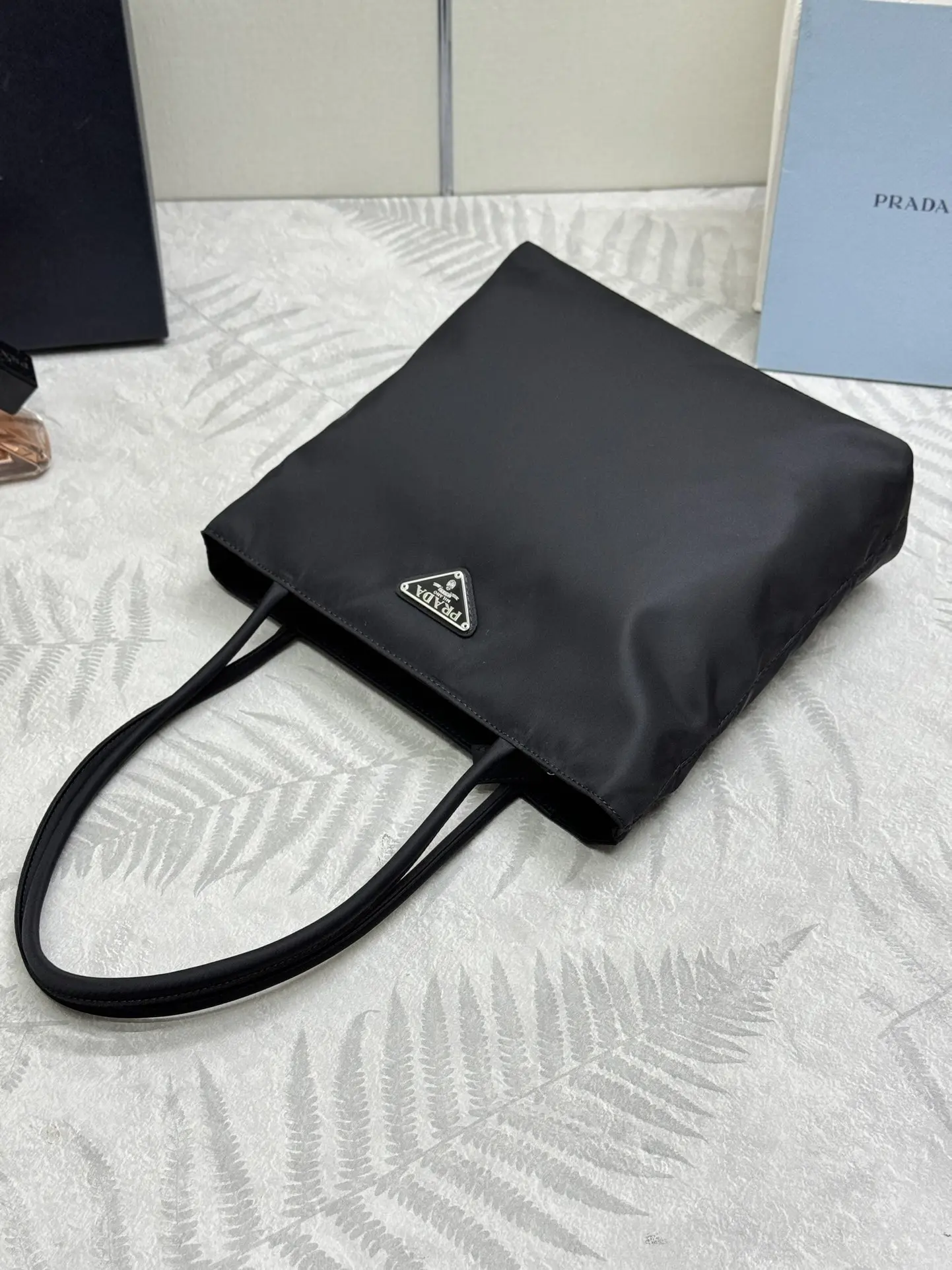 Small Nylon Triangle Logo Tote Bag D51011340 — view 7