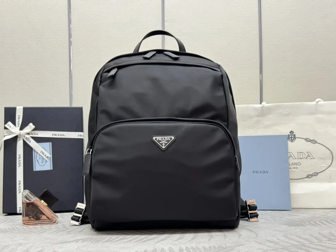 Prada Nylon Triangle Logo Backpack D71011344