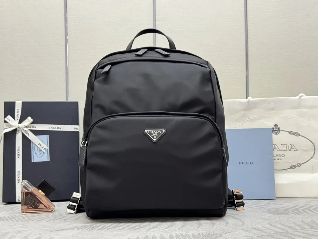 Prada Nylon Triangle Logo Backpack D71011344