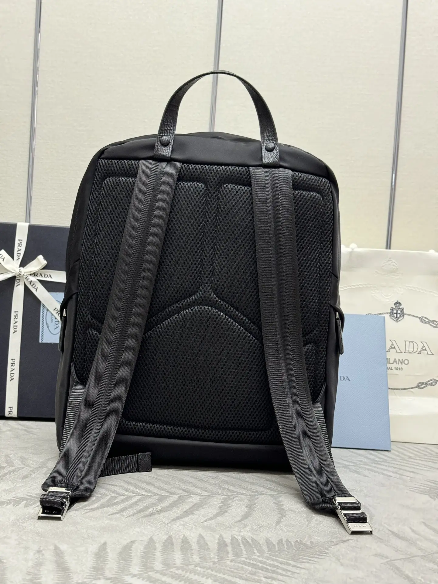 Prada Nylon Triangle Logo Backpack D71011344 — view 5