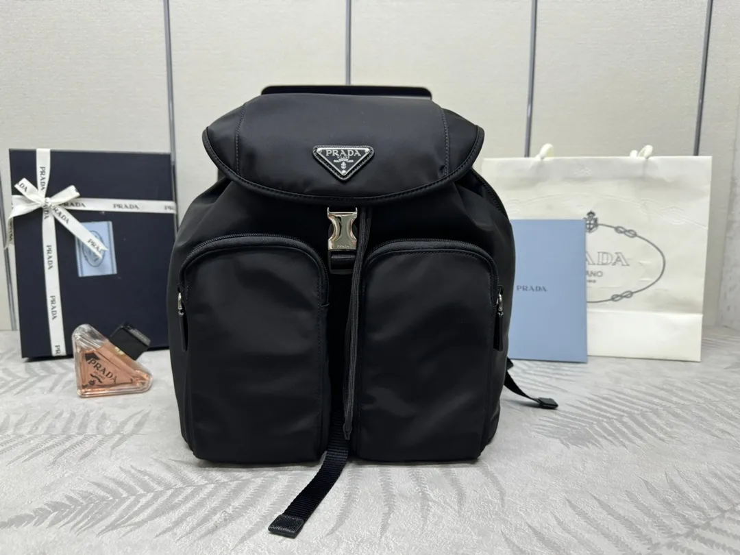 Nylon Backpack with Enamel Logo D63011346