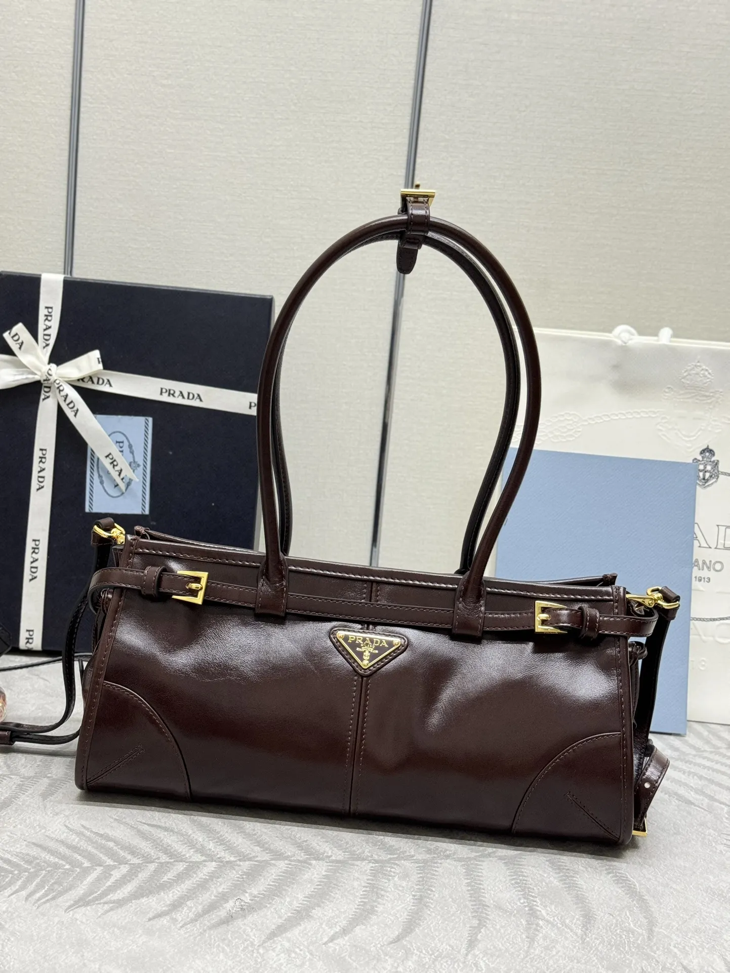 Prada Soft Lux Leather Shoulder Bag D105011350