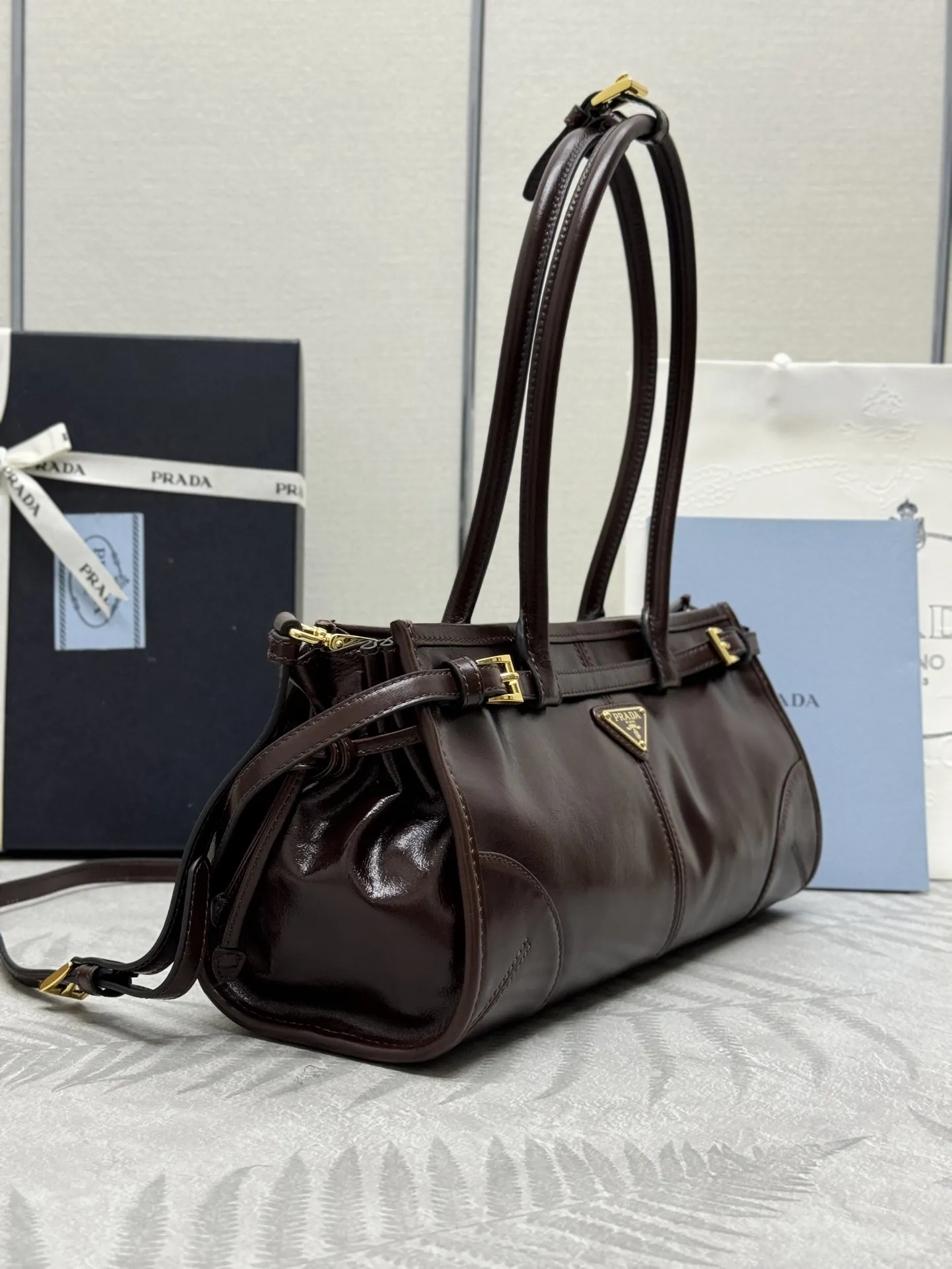 Prada Soft Lux Leather Shoulder Bag D105011350 — view 2
