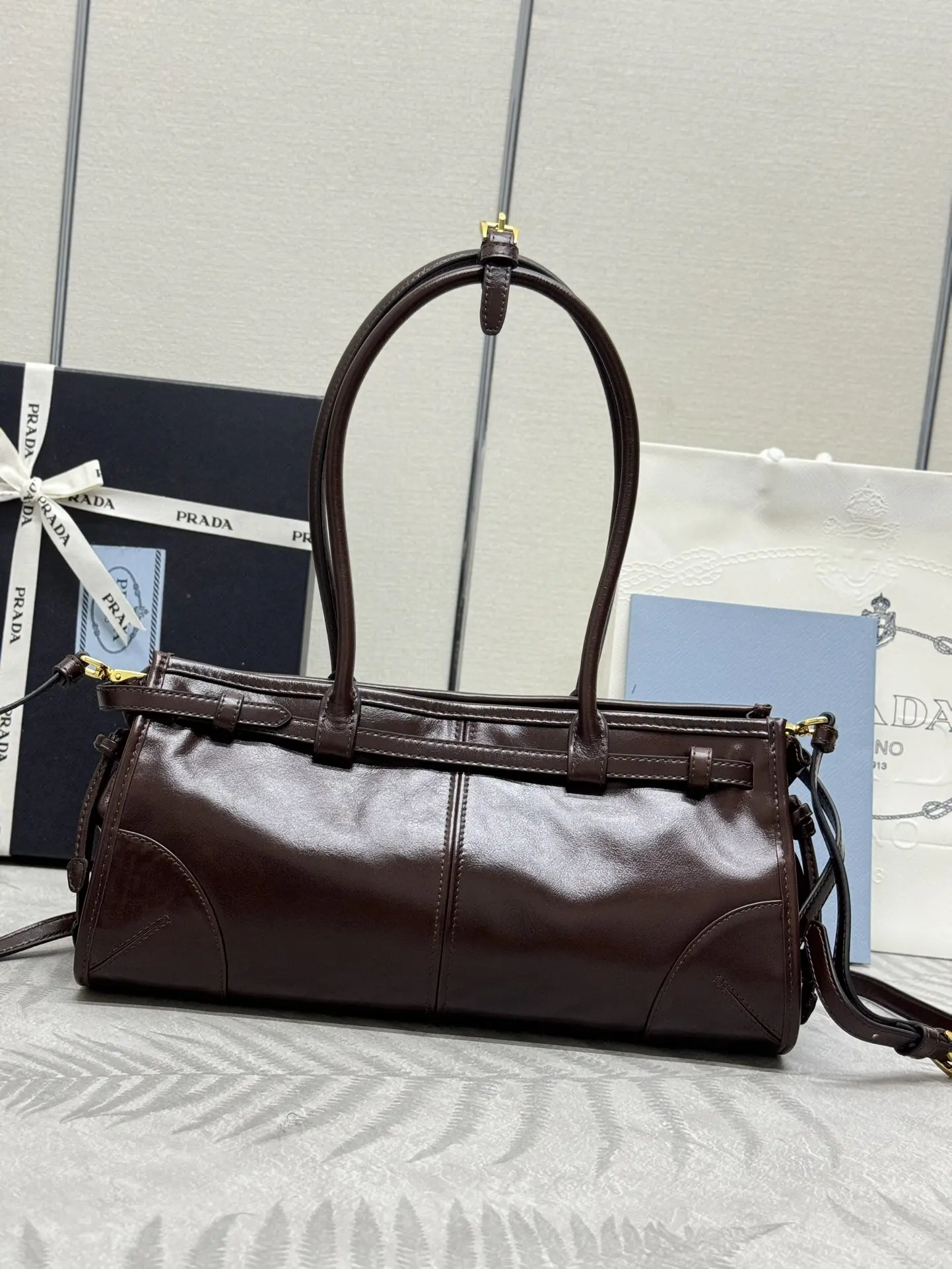 Prada Soft Lux Leather Shoulder Bag D105011350 — view 3