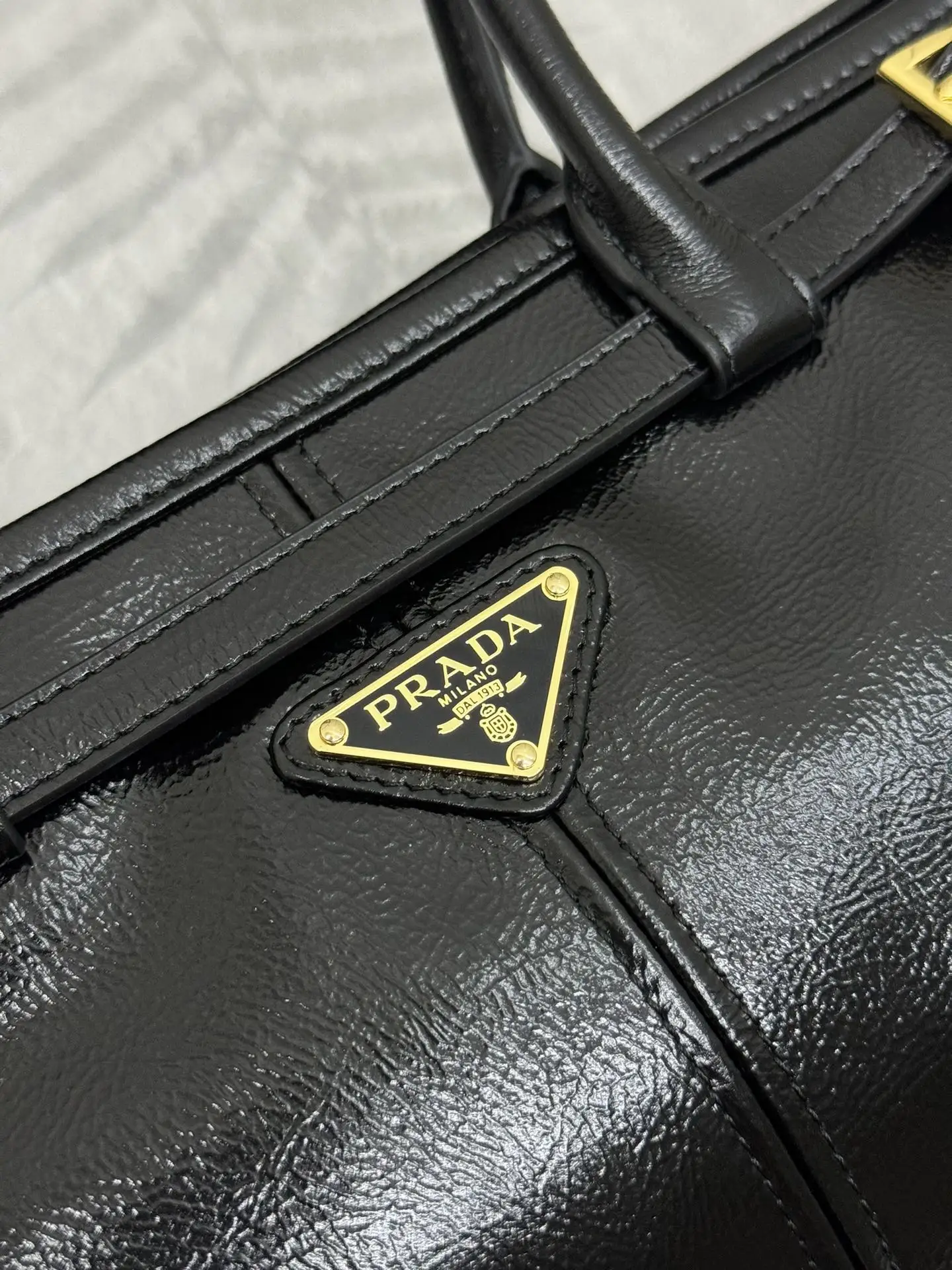 Prada Soft Lux Patent Leather Top-Handle Bag D103011353 — view 7