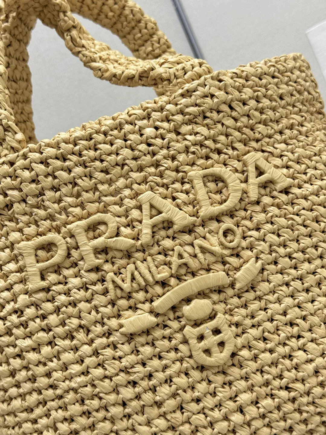 Prada Raffia Effect Small Tote Bag D77011361 — view 5