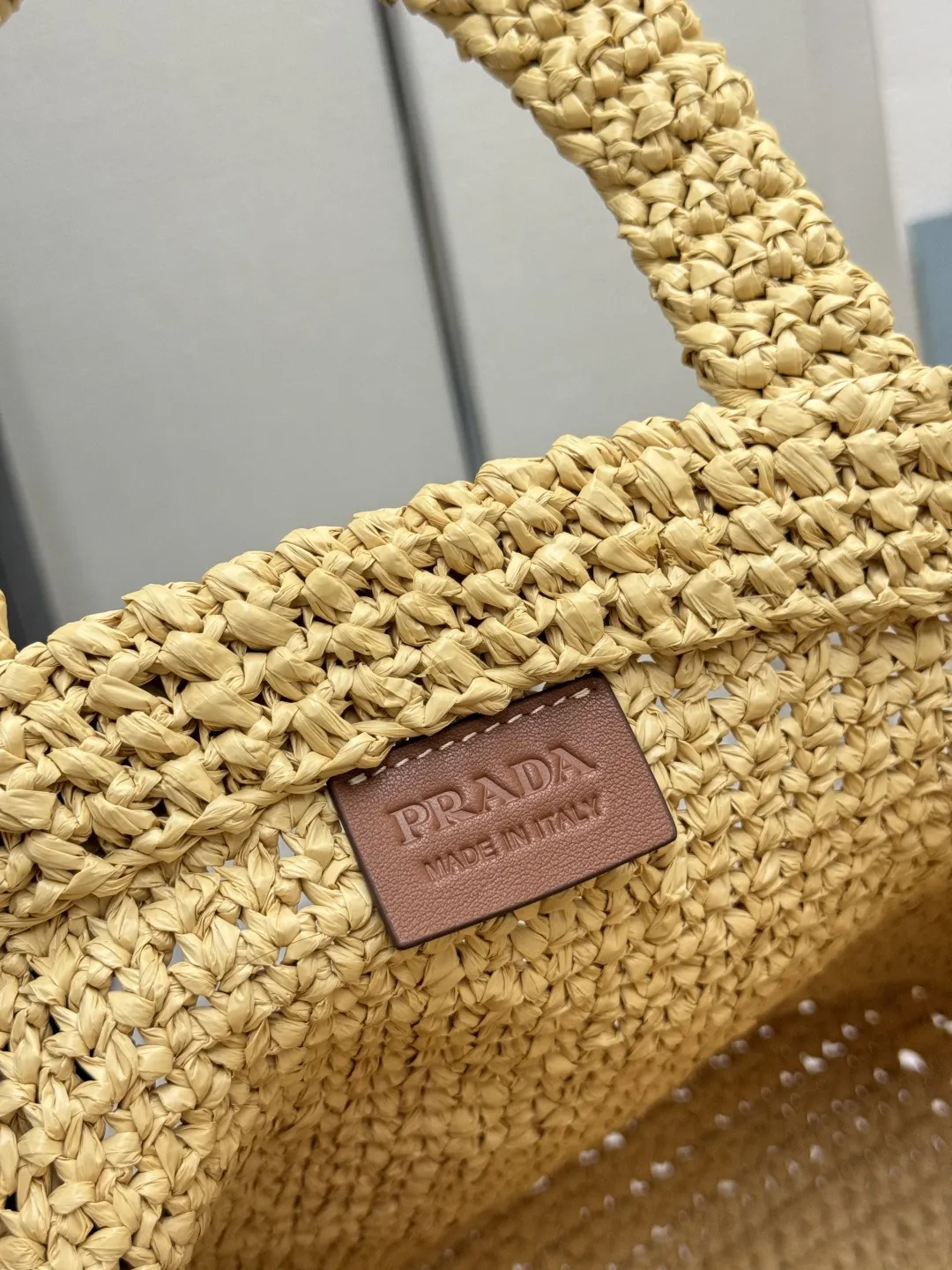 Prada Raffia Effect Small Tote Bag D77011361 — view 9