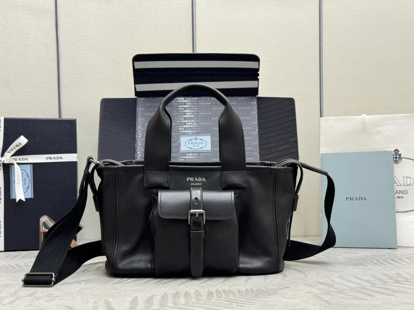 Prada Route Leather Mini Tote Bag D109011036