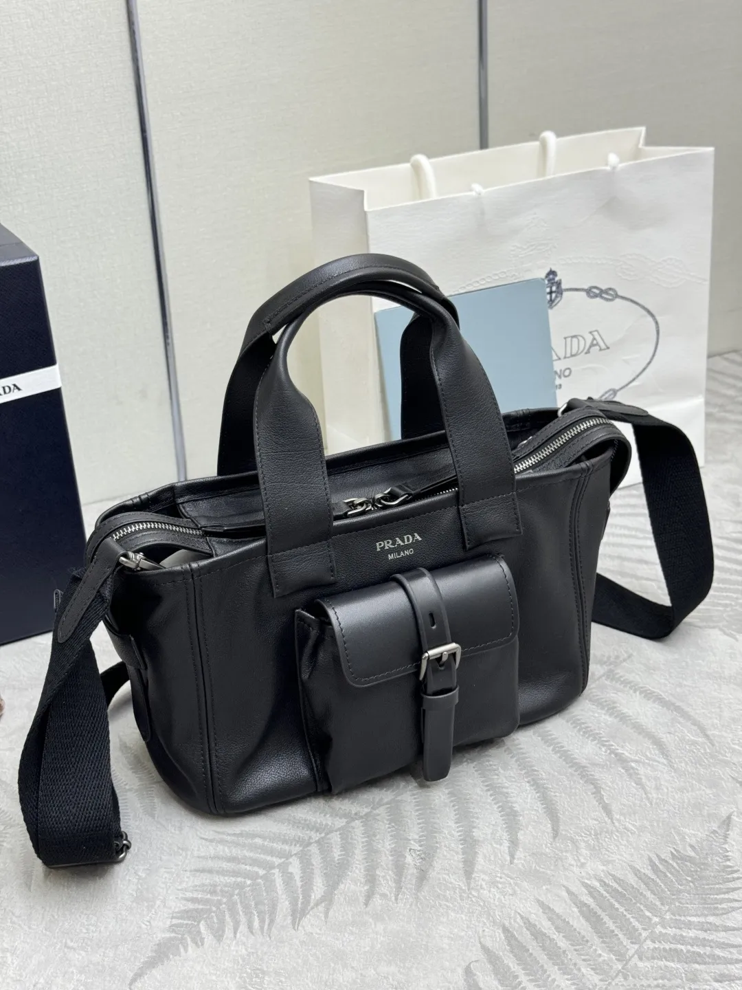 Prada Route Leather Mini Tote Bag D109011036 — view 3