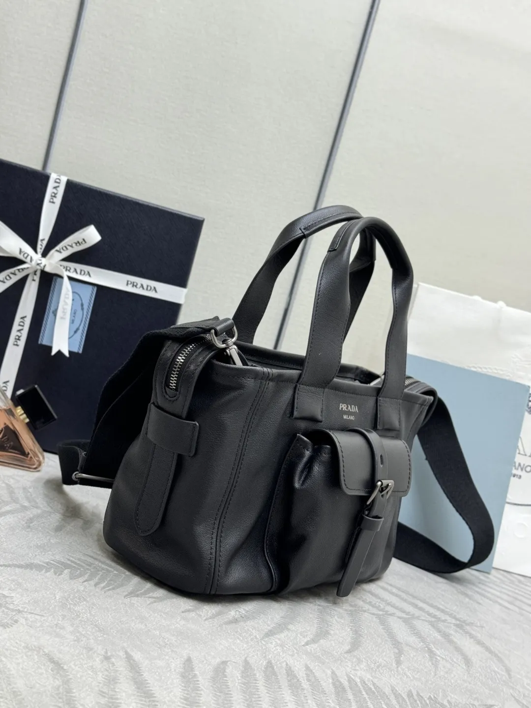 Prada Route Leather Mini Tote Bag D109011036 — view 4