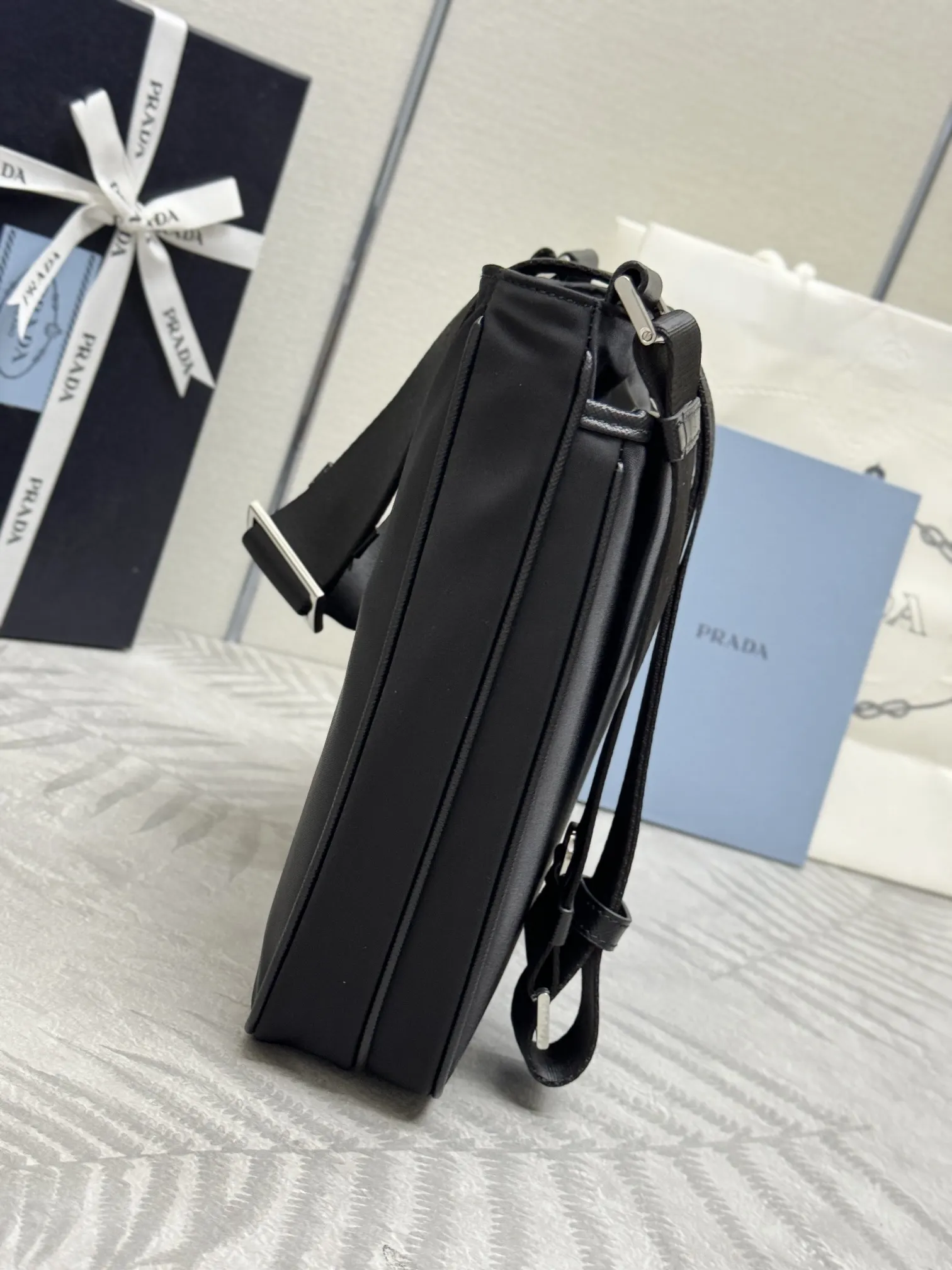 Re-Nylon and Saffiano Leather Crossbody Bag D64011028 — view 3