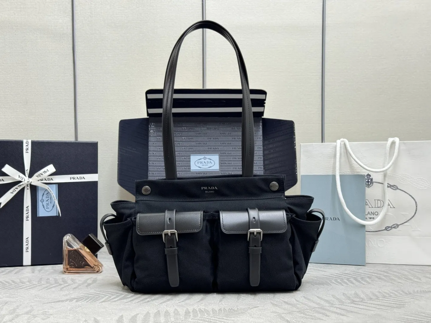 Prada Route Medium Canvas Tote Bag D97011368