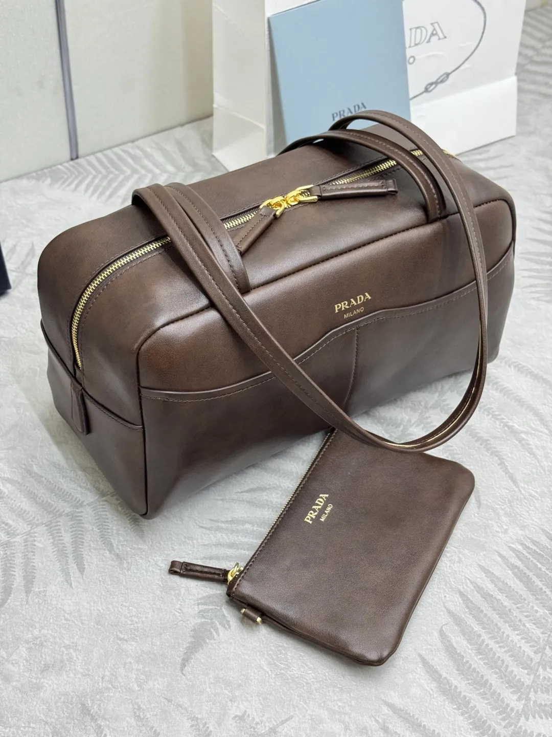 Prada Vintage-Effect Leather Bowling Bag D101011026 — view 3