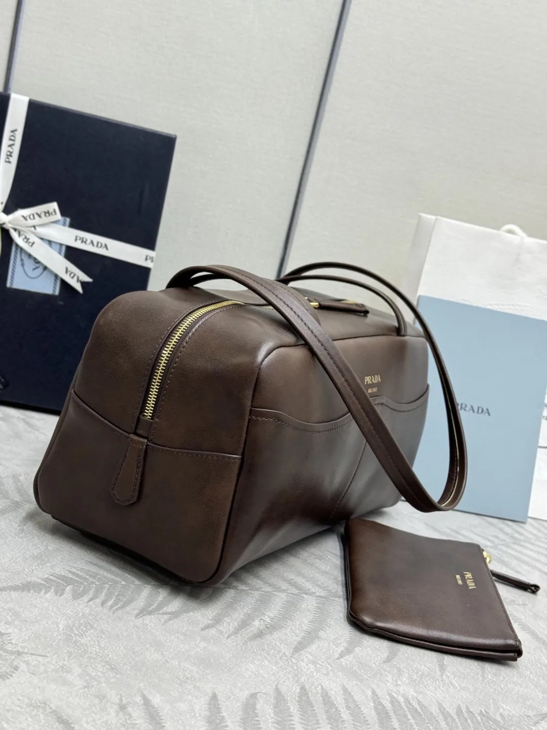Prada Vintage-Effect Leather Bowling Bag D101011026 — view 4