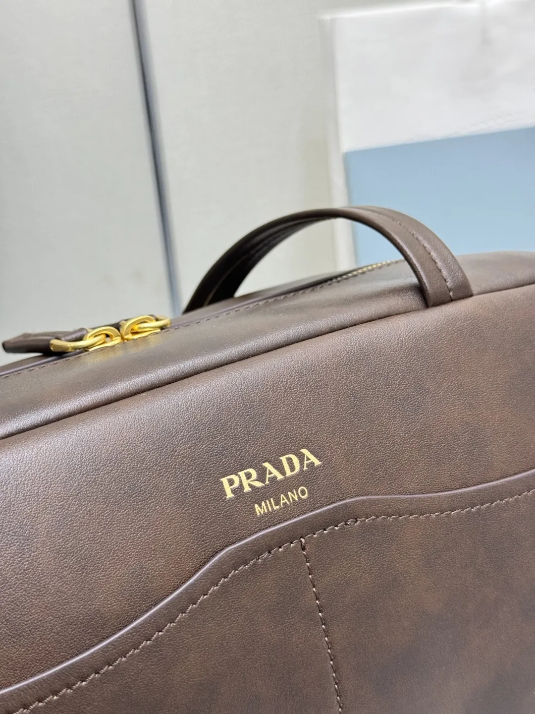 Prada Vintage-Effect Leather Bowling Bag D101011026 — view 7