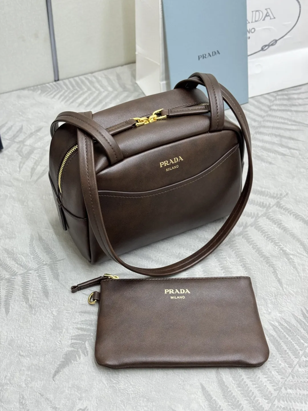 Prada Distressed Leather Mini Shoulder Bag D97011370 — view 3