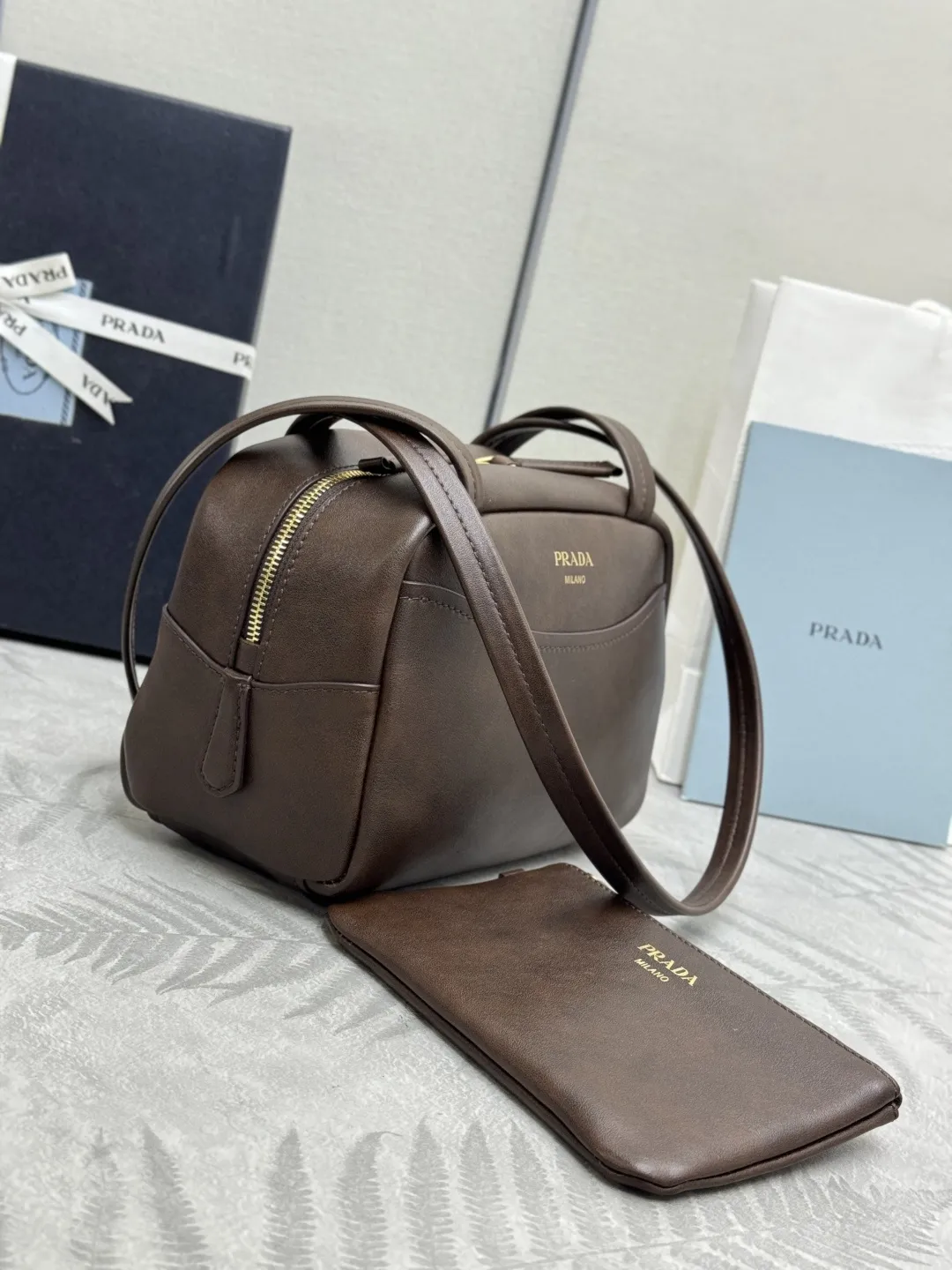 Prada Distressed Leather Mini Shoulder Bag D97011370 — view 4