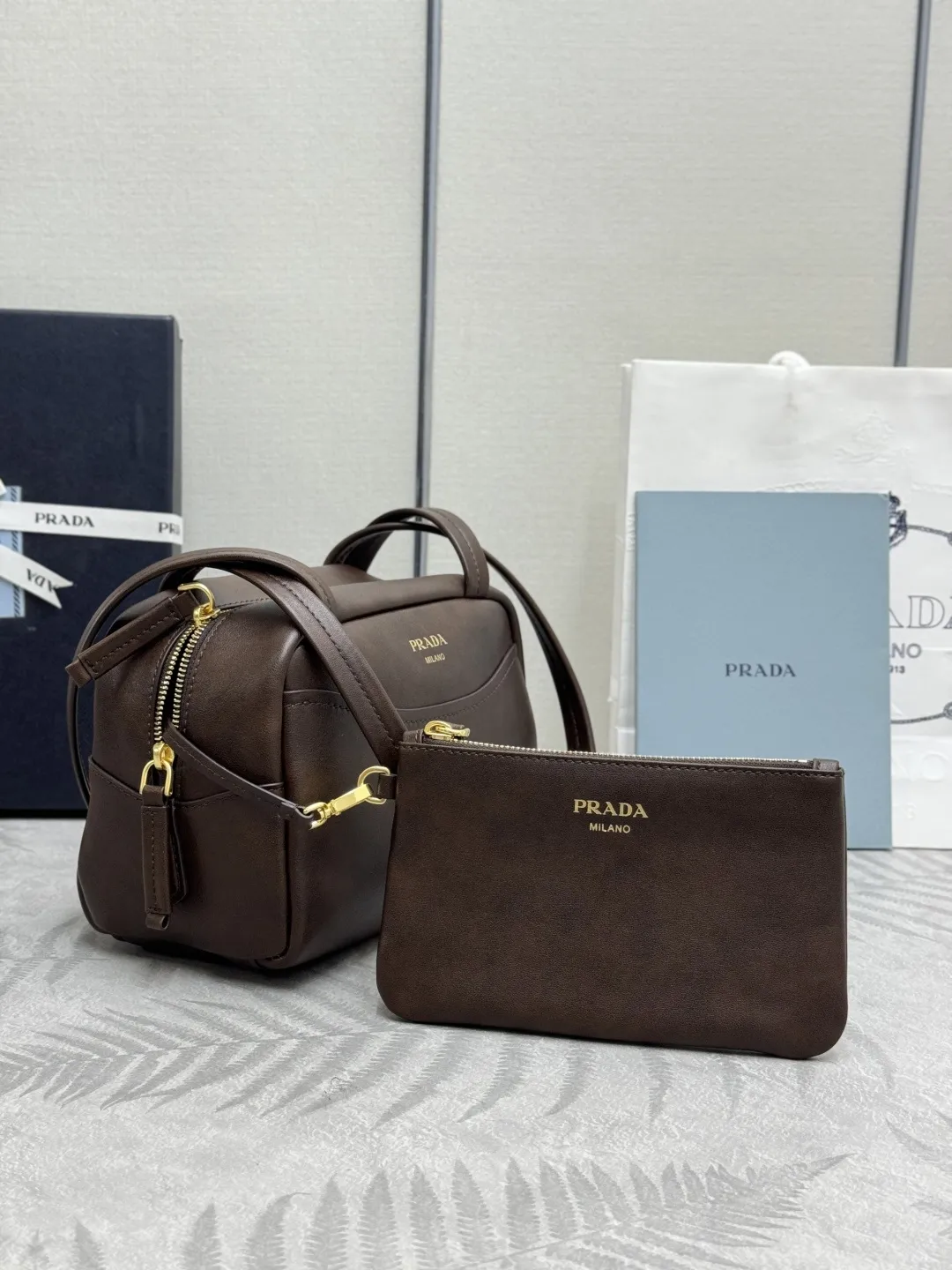 Prada Distressed Leather Mini Shoulder Bag D97011370 — view 5