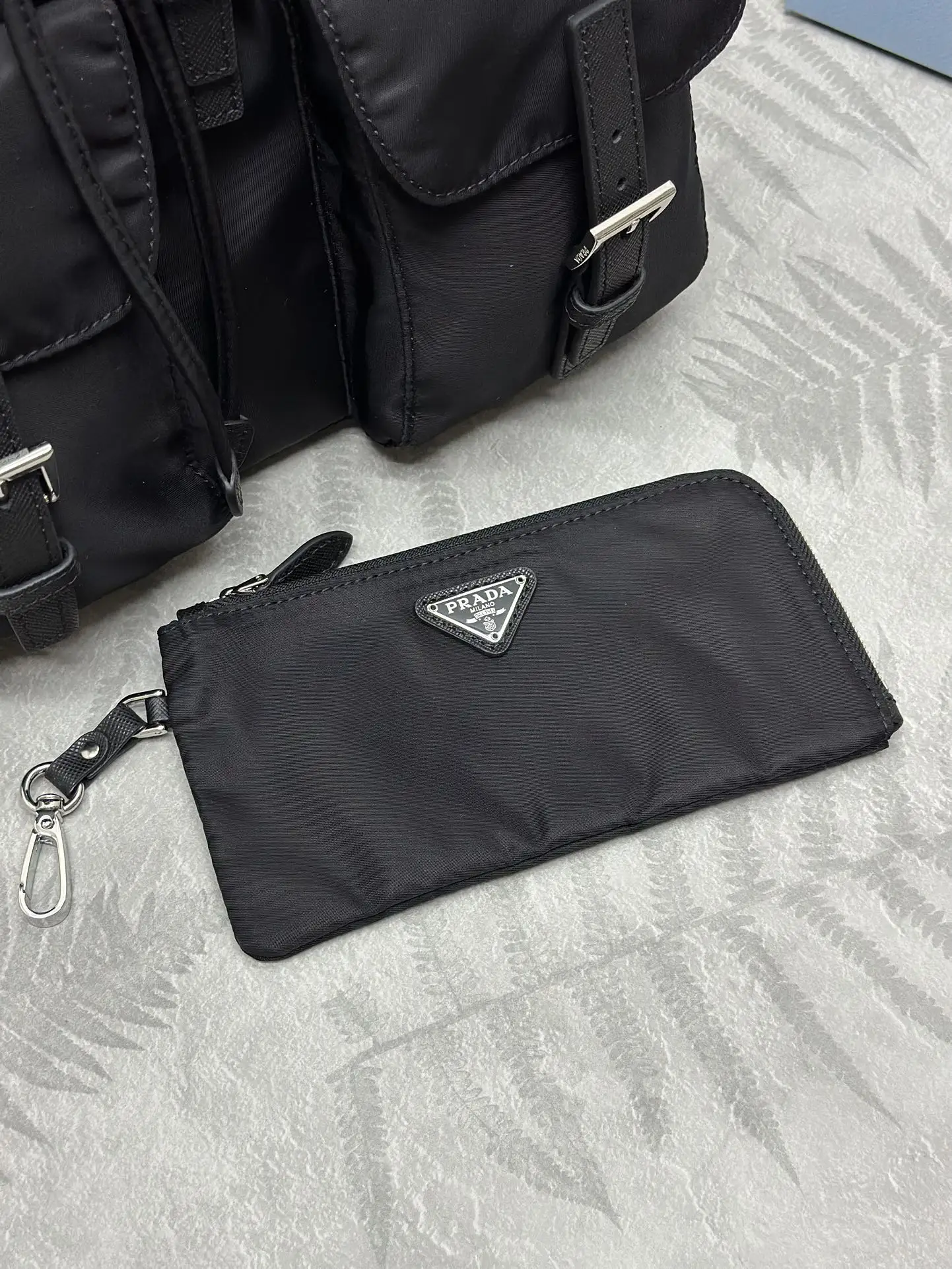 Nylon Saffiano Leather-Trim Backpack with Pouch D77011049 — view 5