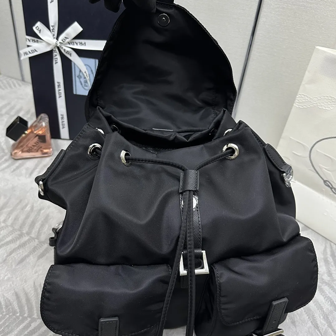 Nylon Saffiano Leather-Trim Backpack with Pouch D77011049 — view 8