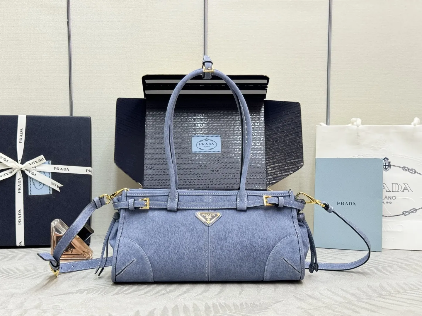Soft Lux Velvet Leather Top-Handle Bag D107011383