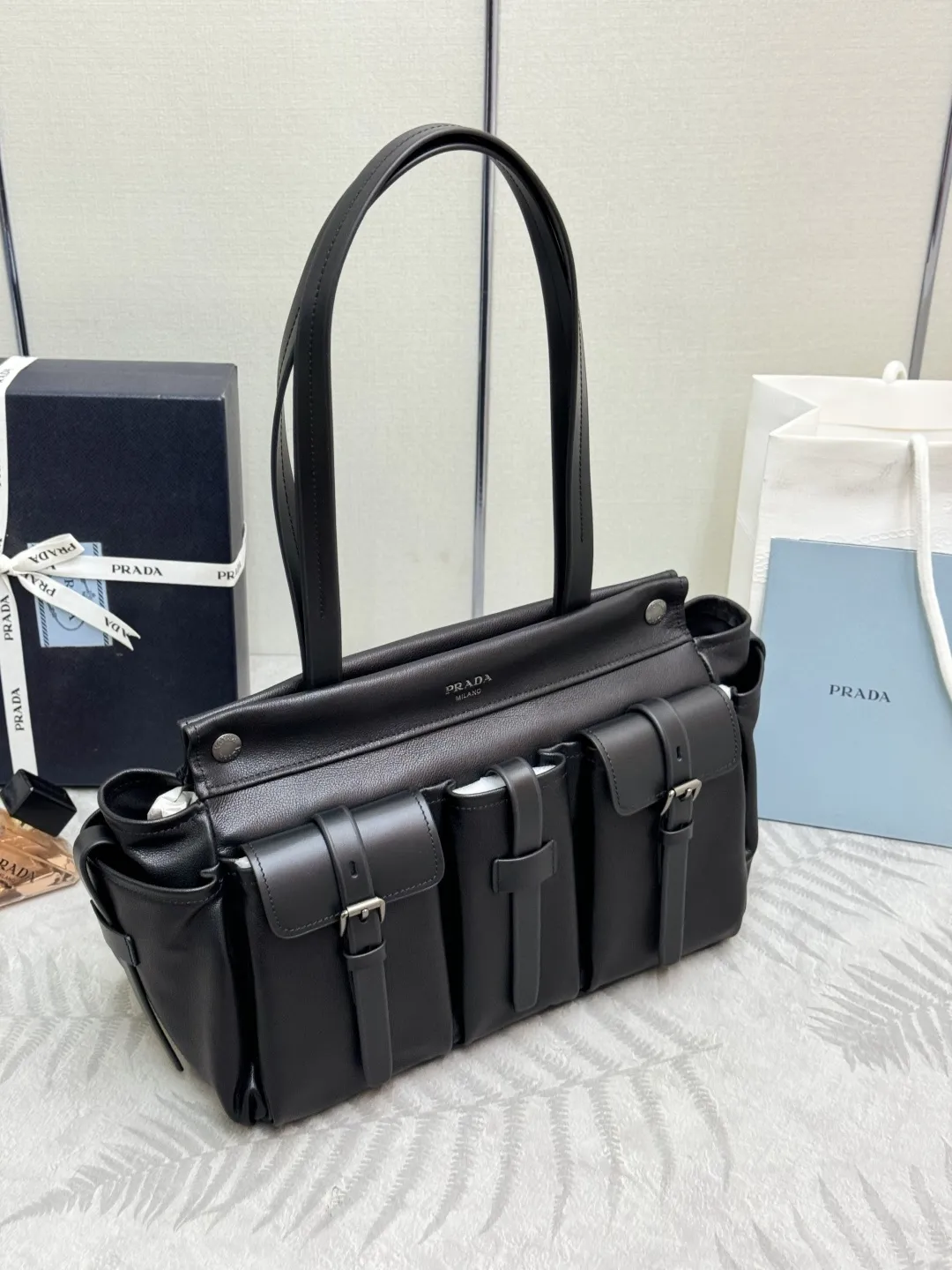 Prada Large 1BG644 Leather Tote Bag D131011386 — view 3