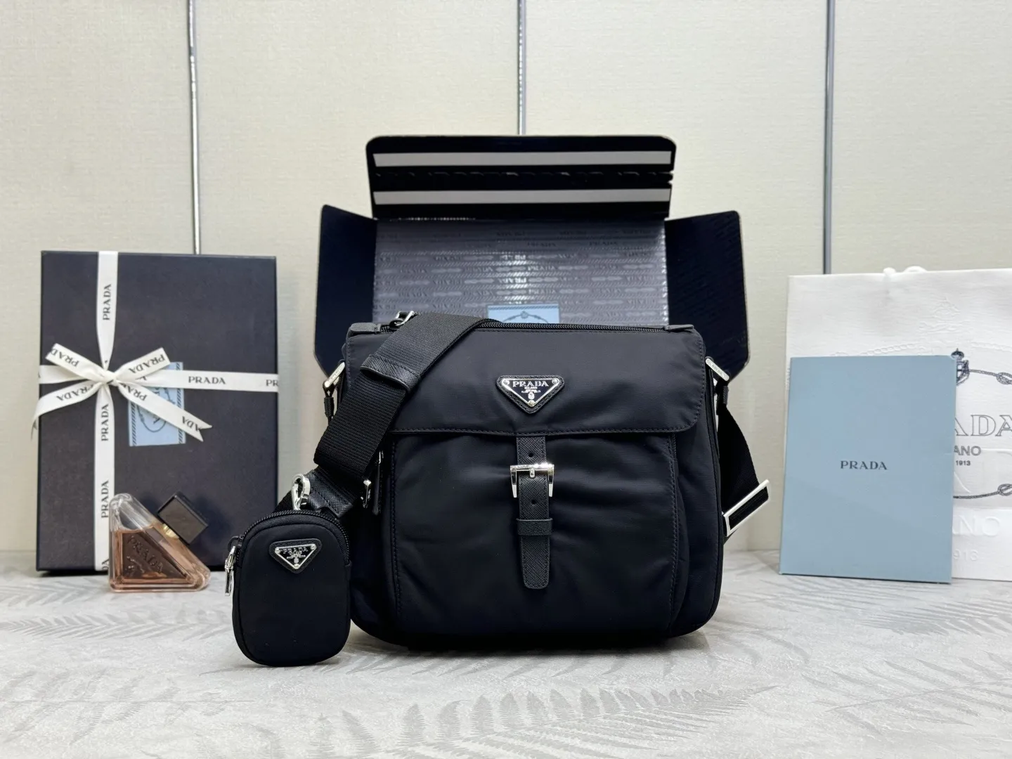 Re-Nylon Crossbody Bag with Mini Pouch D74011387