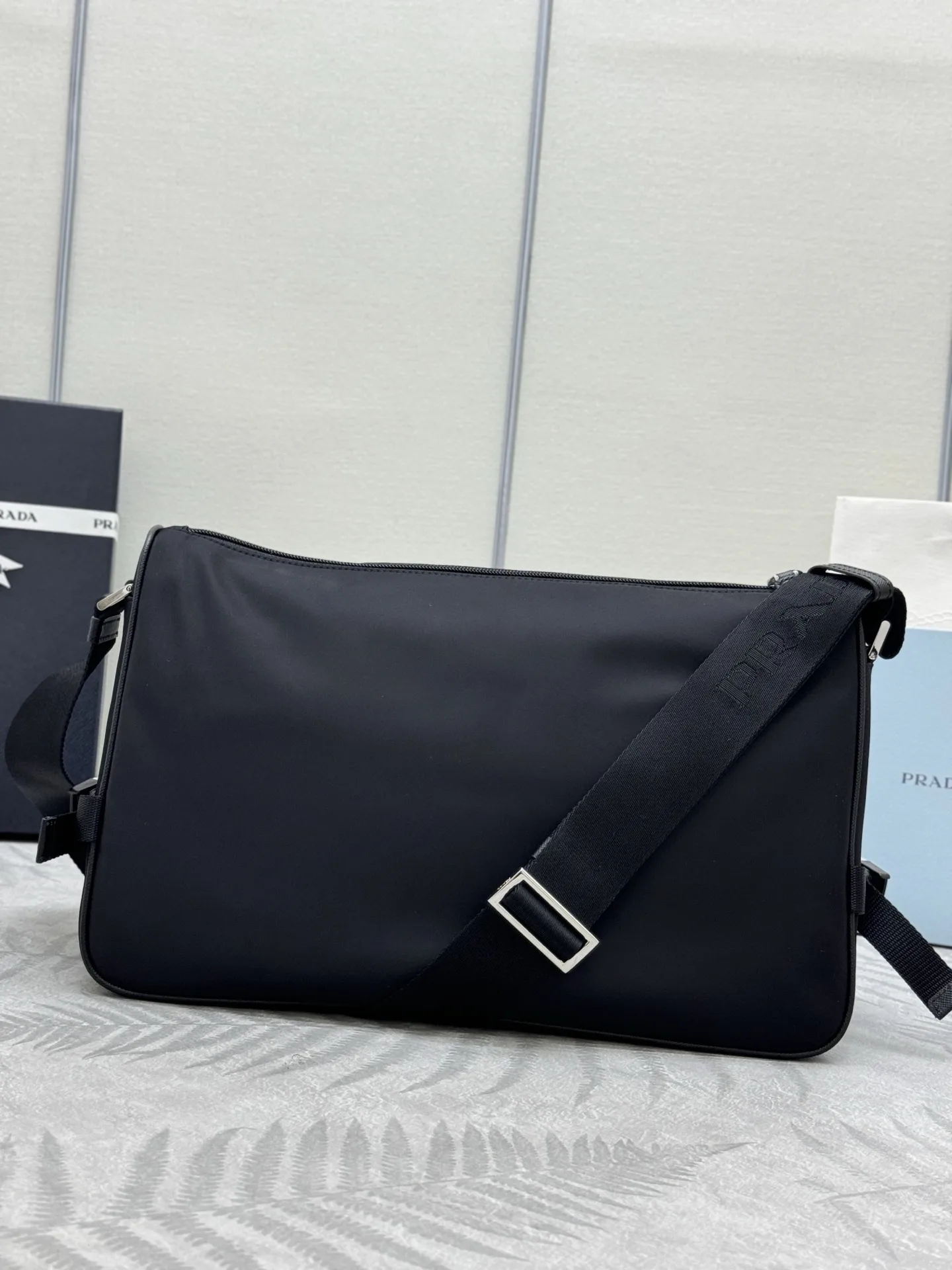 Re-Nylon and Saffiano Leather Messenger Bag D70011034 — view 4