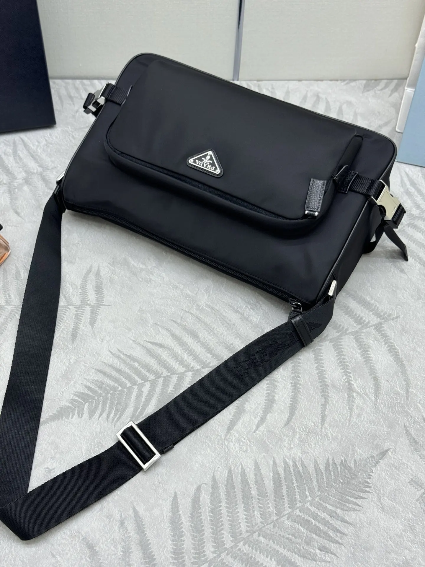 Re-Nylon and Saffiano Leather Messenger Bag D70011034 — view 5