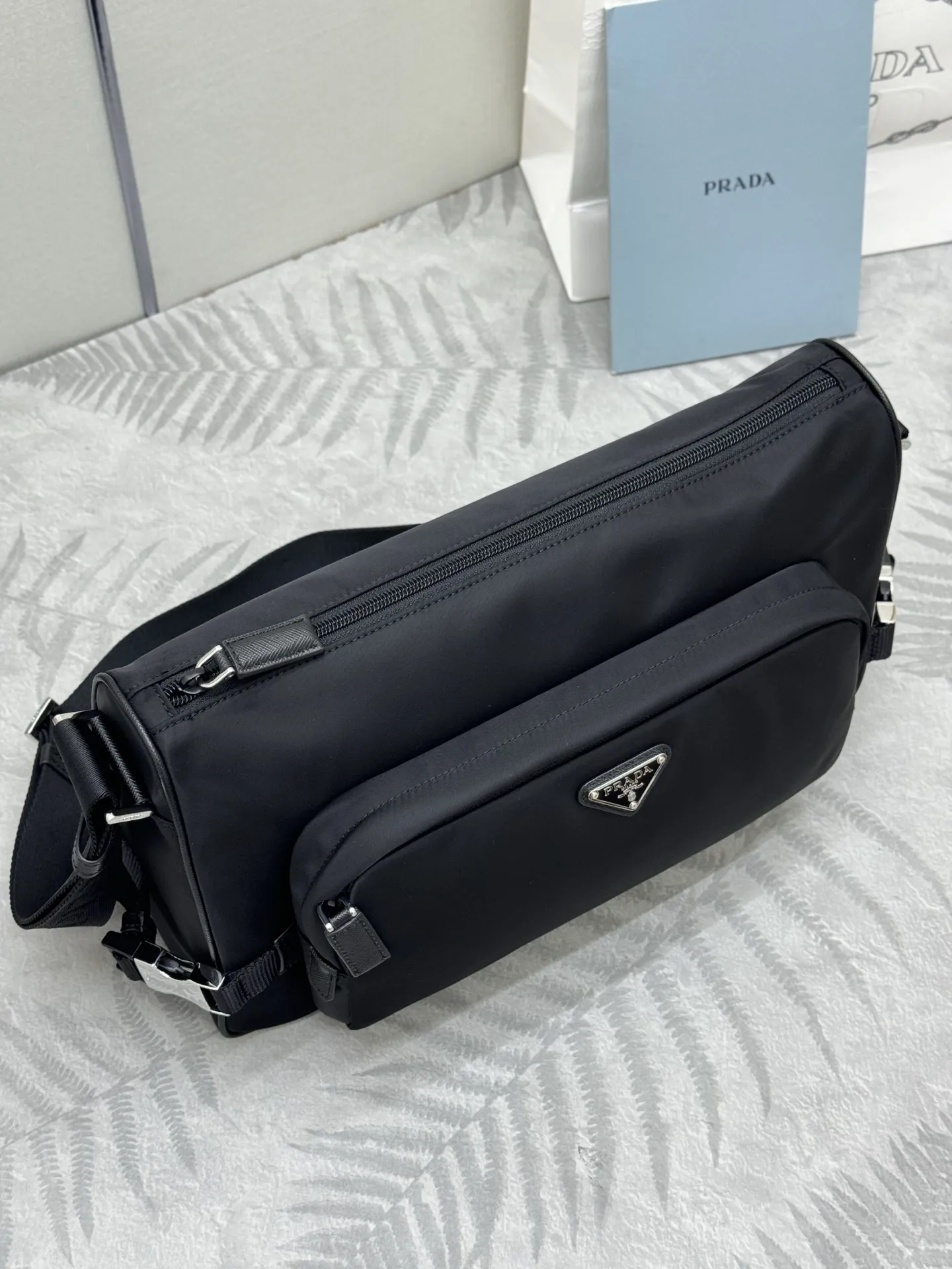 Re-Nylon and Saffiano Leather Messenger Bag D70011034 — view 6