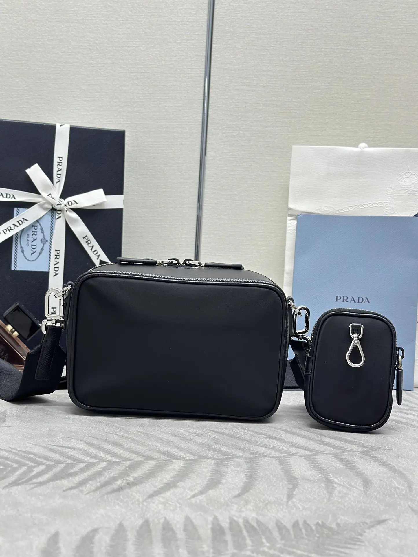Nylon Crossbody Bag with Detachable Pouch D71011391 — view 2