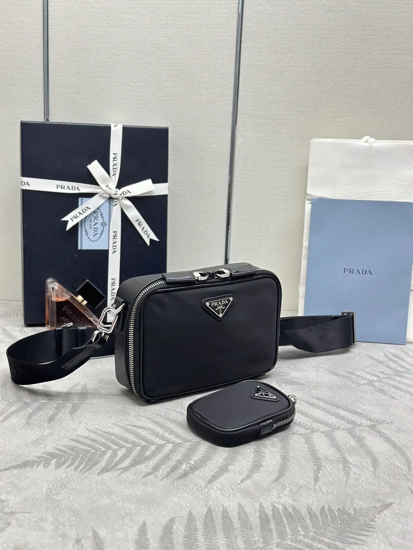 Nylon Crossbody Bag with Detachable Pouch D71011391 — view 3