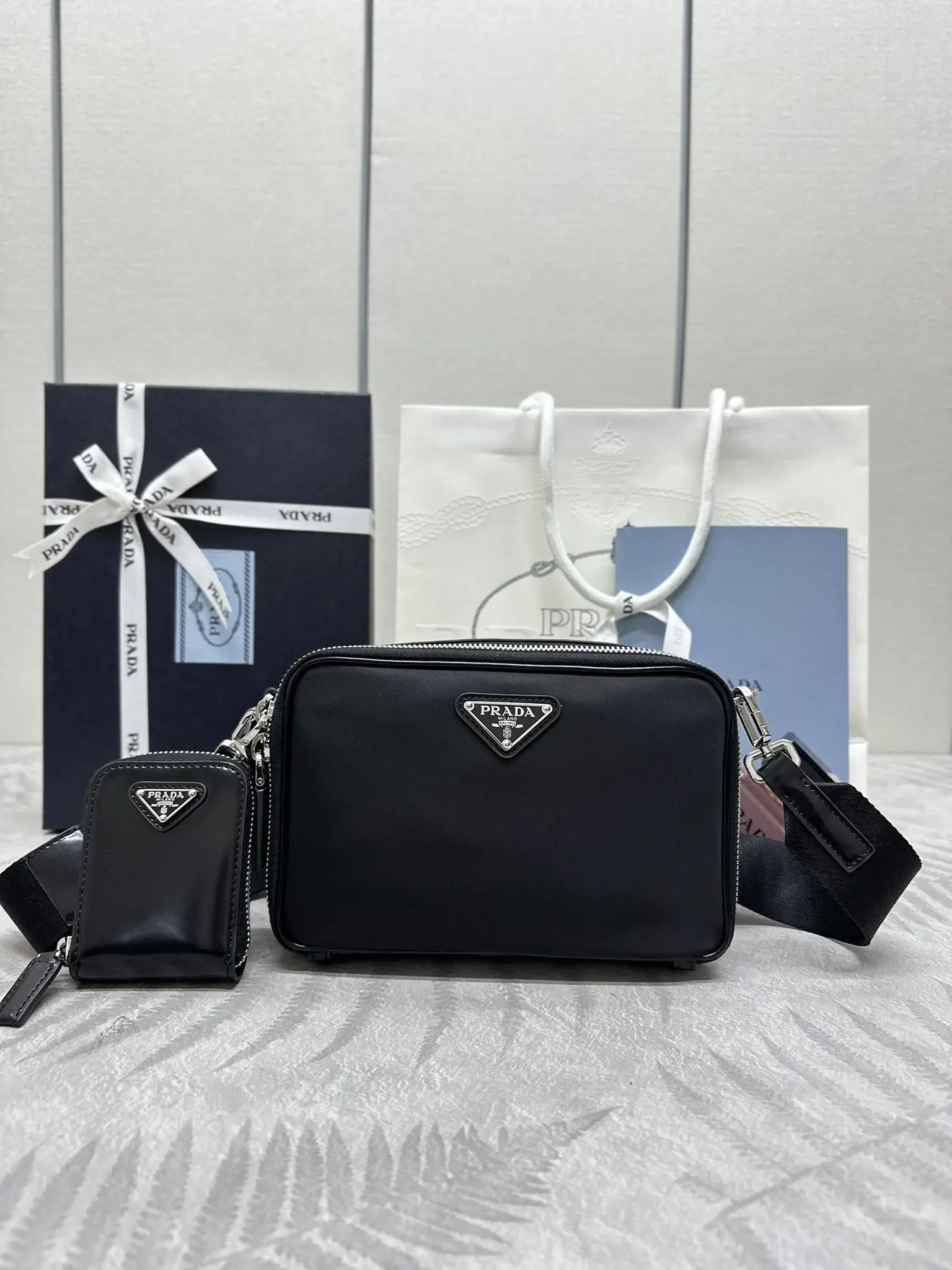 Prada Re-Nylon and Leather Camera Bag D77011392