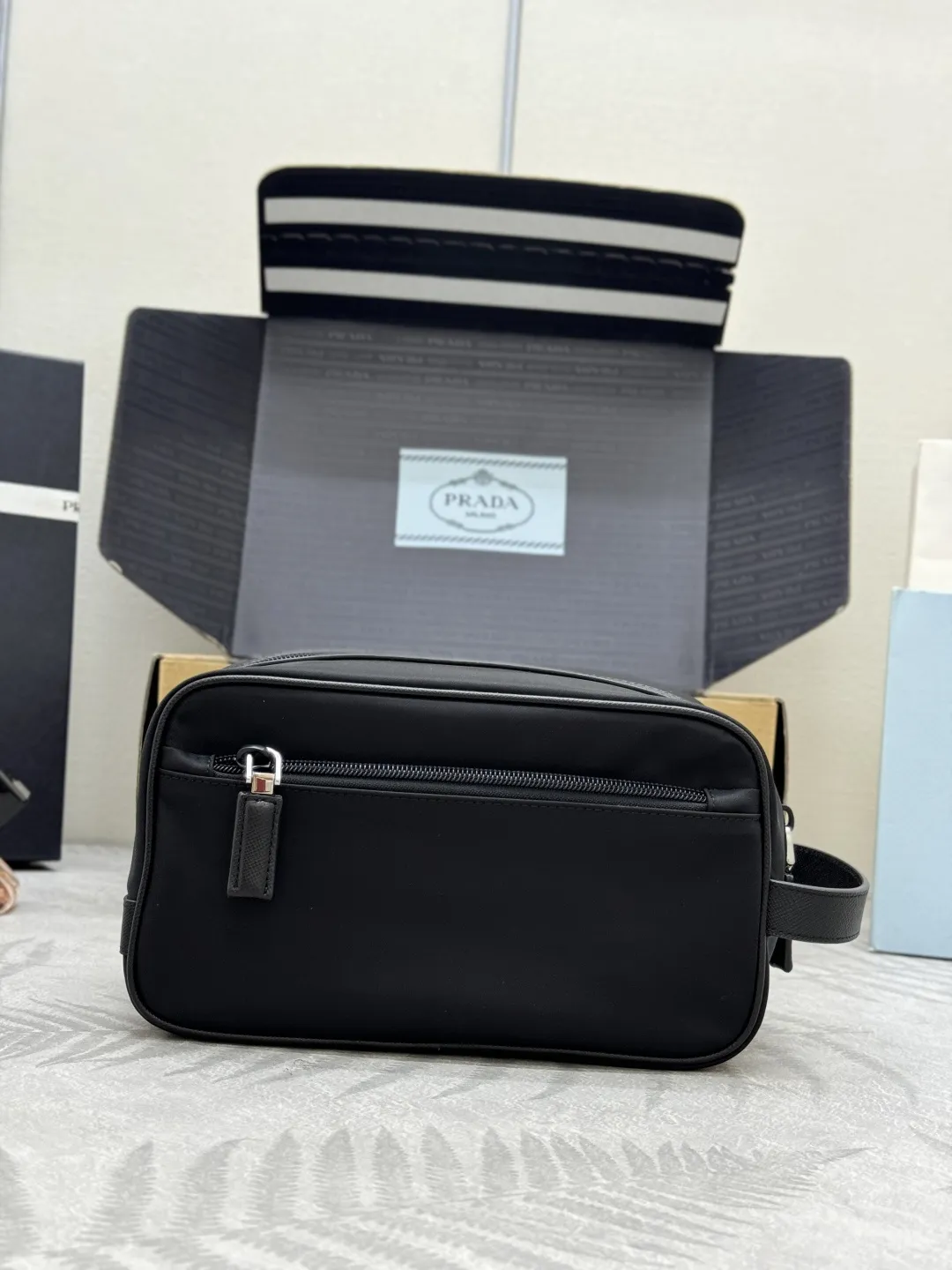 Re-Nylon Travel Pouch with Saffiano Handle D61011403 — view 2