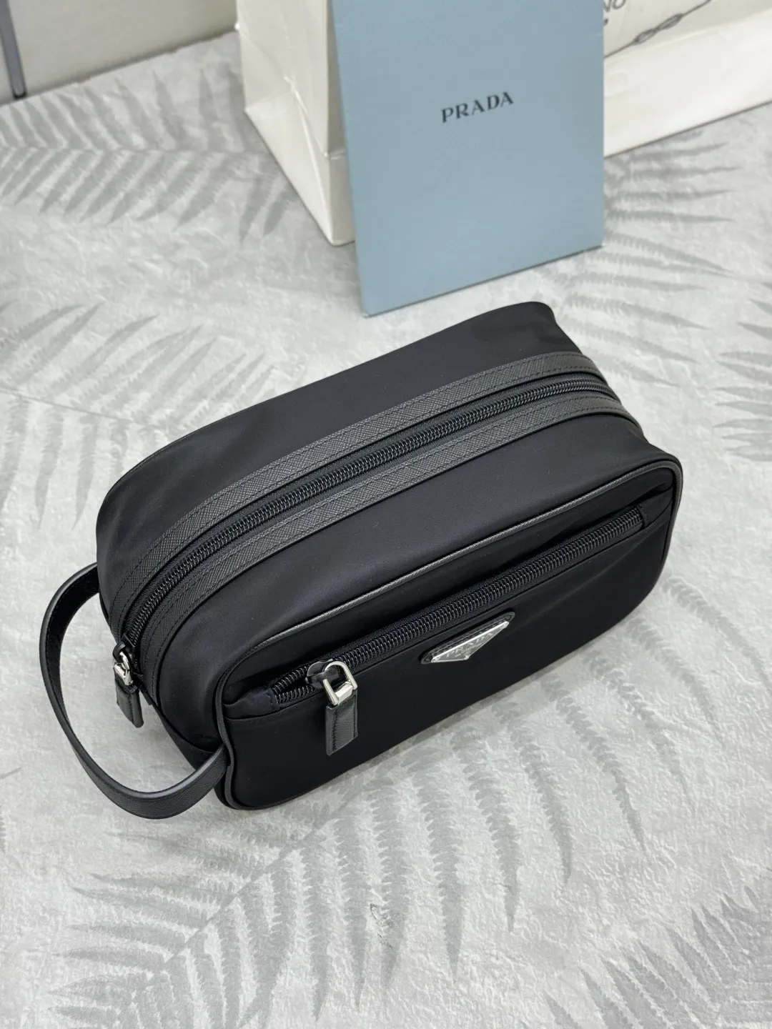 Re-Nylon Travel Pouch with Saffiano Handle D61011403 — view 3