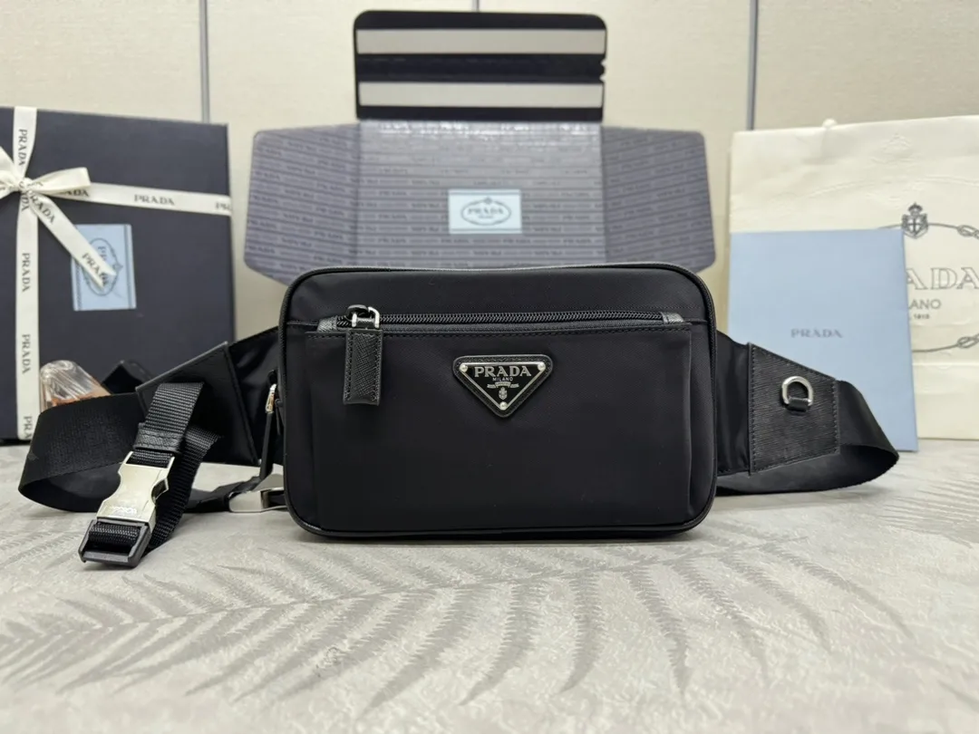 Re-Nylon Belt Bag with Leather Trim D59011404